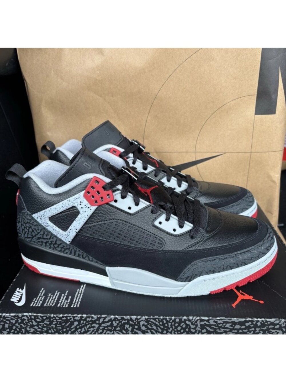 NEW Nike Air Jordan Spizike Low FQ1759 009 "Red Black Cement" Bred Size 12